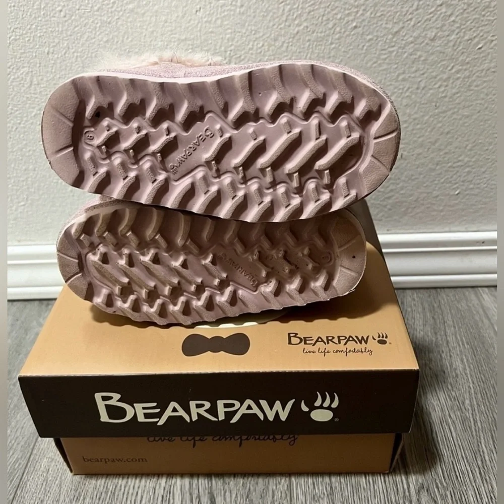 BEARPAW Pink Suede & Sheepskin Sophie Toddler Boots Size 9